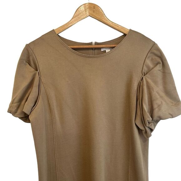 COS Tan Midi Sheath Short Puff Sleeve Dress - Picture 4 of 8